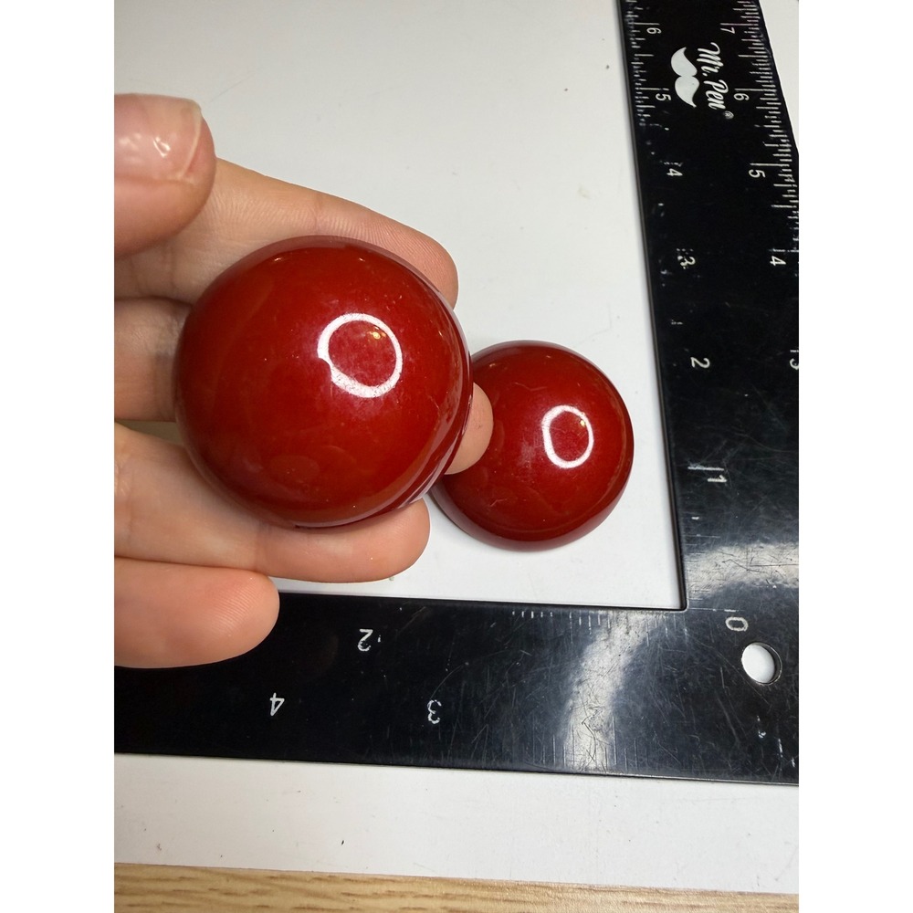 Large Red Dome Stud Earrings Statement Oversized Round Glossy Post Backs 1.5"